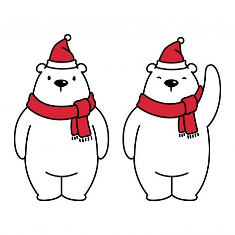 Bear polar christmas cartoon Premium Vec... | Premium Vector #Freepik #vector #christmas Christmas Polar Bear Drawing, Christmas Characters Drawings, Christmas Bear Drawing, Cartoon Christmas Drawings, Cute Christmas Things To Draw, Little Christmas Drawings, Christmas Cartoon Drawings, Christmas Bear Illustration, Crismas Drawings Ideas