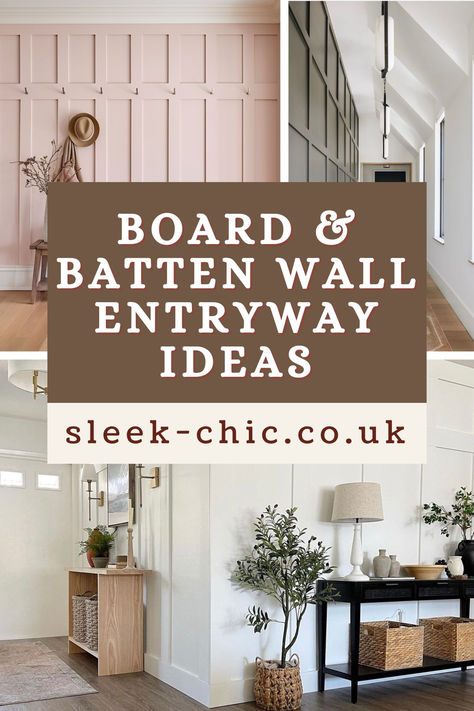 There are so many ways to introduce board and batten in a stylish way. These stunning board and batten wall entryway ideas are curated to spark your creativity and deliver the right lasting impression with your guests. Click through to discover 19 stunning looks! Entryway Paneling Ideas, Board And Batten Entrance Wall, Board And Batten Coat Hooks, Entryway Ideas With Board And Batten, Home Office Board And Batten Wall, Entryway Batten Wall, Foyer With Board And Batten, Foyer With Half Wall Entryway, Wall Niches Ideas Entryway