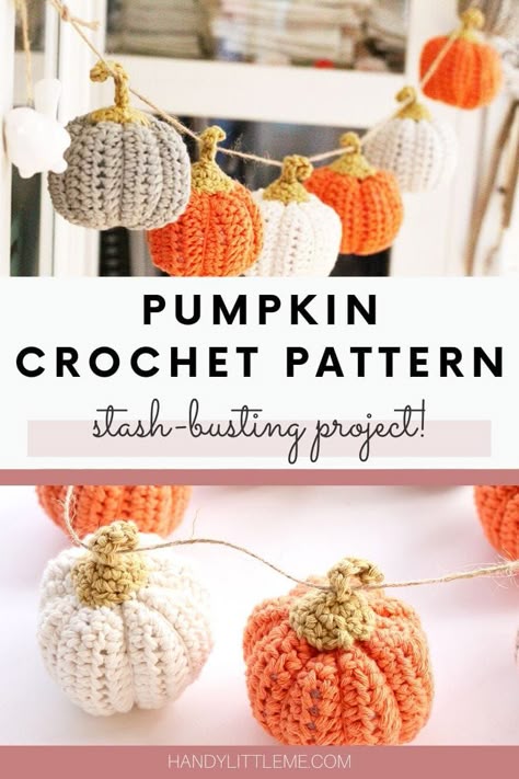 Make a set of mini crochet pumpkins to decorate your home this fall. Make in a variety of colours to form a pumpkin garland to hang in your home. This free pumpkin crochet pattern is also great for stash busting and using up those leftover yarn scraps! #crochet #pumpkin #stashbuster #minipumpkin #pumpkindiy Leg Warmers Crochet Pattern, Pumpkin Crochet Pattern, Leg Warmers Pattern, Pumpkin Crochet, Autumn Crochet, Crochet Pumpkins, Crochet Bobble, American Crochet, Crochet Leg Warmers