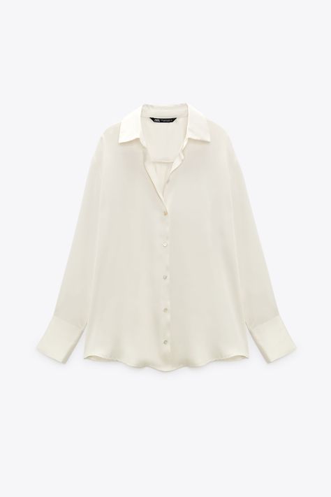 Zara 2022, Ruched Midi Skirt, Oyster White, Flowy Shirt, Sheer Shirt, Zara Shirt, Flowy Pants, Oversized Blouse, Yourself Quotes