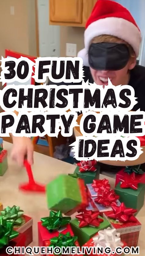 Turn your holiday gathering into an unforgettable celebration with these 30 Insanely Fun Christmas Party Game Ideas! 🎄 From classic favorites to creative new twists, these games are perfect for all ages. Try hilarious options like "Wrap the Mummy" gift wrap races, Christmas trivia challenges, or a "Pin the Nose on Rudolph" spin for kids. Adults will love festive drinking games, a White Elephant gift exchange, or a spirited round of holiday charades Christmas Party Ideas For Adults Group Games For Kids, Jingle Bell Games Party Ideas, Funny Holiday Party Games, Games Ideas For Christmas Party, Christmas Games And Activities, Christmas Game For Family, Funny Holiday Games For Adults, Christmas Wrapping Game, Reindeer Toss Game