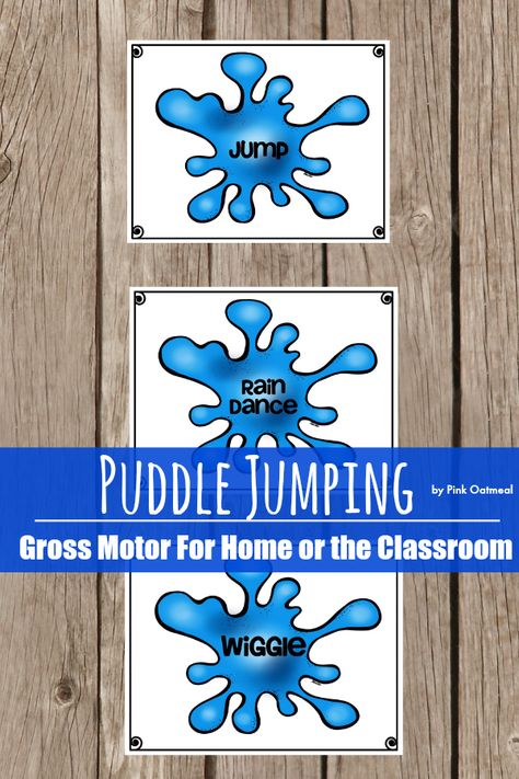 Spring Gross Motor Game – Puddle Jumping Rain Gross Motor Activities, Weather Gross Motor Preschool, April Showers Lesson Plans For Preschool, Water Lesson Plans For Toddlers, Weather Games Preschool, Preschool Rain Activities, Spring Weather Activities Preschool, Indoor Gross Motor Preschool, Weather Activities Preschool