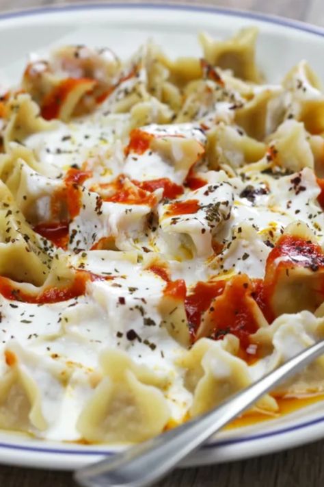 Mouthwatering Turkish Manti Armenian Manti Recipe, Manti Turkish, Lamb Dumplings, Turkish Pasta, Manti Recipe, Lamb Mince Recipes, Turkish Lamb, Ground Lamb Recipes, Minced Meat Recipe