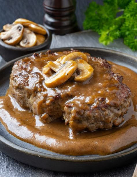 Tonight will be my 3rd time making this recipe. It's so good, and the sauce is to die for Slow Cooker Salisbury Steak, Salisbury Steak Recipes, Crockpot Recipes Beef, Beef Casserole Recipes, Salisbury Steak, Hamburger Recipes, Recipes Slow Cooker, Beef Recipes Easy, Crockpot Recipes Slow Cooker