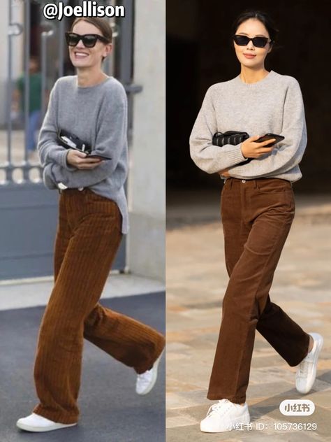 Brown Cordoury Pants Outfit Women, Curdoroy Pants Outfit Womens Brown, Corduroy Brown Pants Outfit, Brown Coudroy Pants Outfit, Brown Courderoy Pants Outfits, Cord Trousers Outfit, Tan Corduroy Pants Outfit, Courderoy Pants Outfits Women, Corduroy Pants Outfit Women