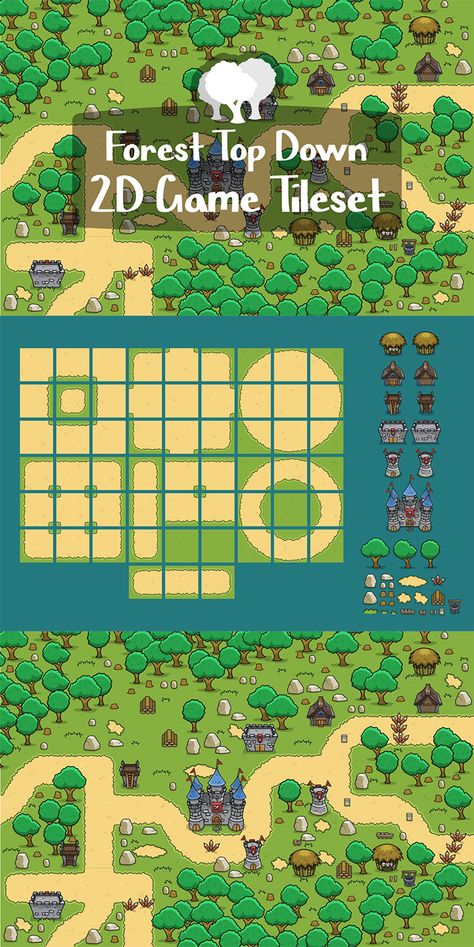 Top Down 2d Game, 2d Game Art Environment, Top Down Tileset Pixel Art, Tower Defense Game Design, 2d Game Art Style, Pixel Game Assets, 2d Top Down Game Art, 2d Game Assets, Top Down Game Art