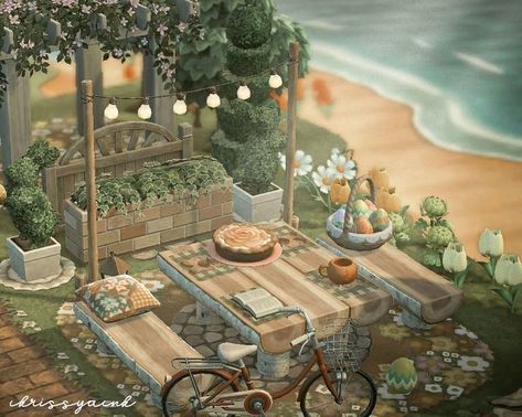 Cottagecore Animals, Cottagecore Ideas, Cottagecore Animal Crossing, Animal Crossing Island Inspo, Acnh Cottagecore, Spring Garden Party, Animal Crossing 3ds, Ac New Leaf, Ac Ideas