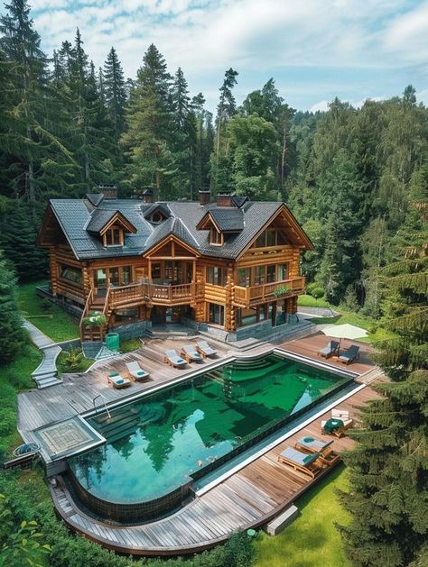 Log Cabin Living Stone And Log Homes, Log Cabin Outside, Log Cabin House Exterior, Cabin House Bloxburg, Log Cabin Homes Interior Decor, Modern Log Cabins Exterior, Cabin House Exterior, Log Cabins Exterior, Log Cabin Mansions