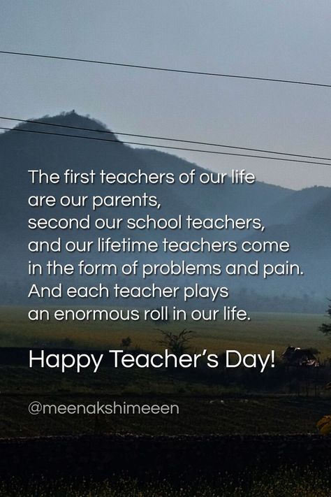 The first teachers of our life are our parents, second our school teachers, and our lifetime teachers come in the form of problems and pain.
And each teacher plays an enormous roll in our life. Hindi Alphabet, Teacher Quote, Dad Love Quotes, True Sayings, Avatar Picture, Dad Love, Quote Happy, To My Parents, Happy Teachers Day