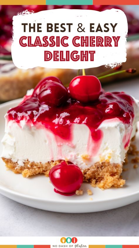 Classic Cherry Delight Classic Cherry Delight Dessert, Cherry Breeze Pie, Cherry Breeze Dessert, Cherry Filling Recipes Easy, Grandmas Cherry Delight Dessert, Cherry Cheesecake Lush Recipe, Cherry Layered Dessert, Cherry Cheese Delight, Cherries In Snow Dessert