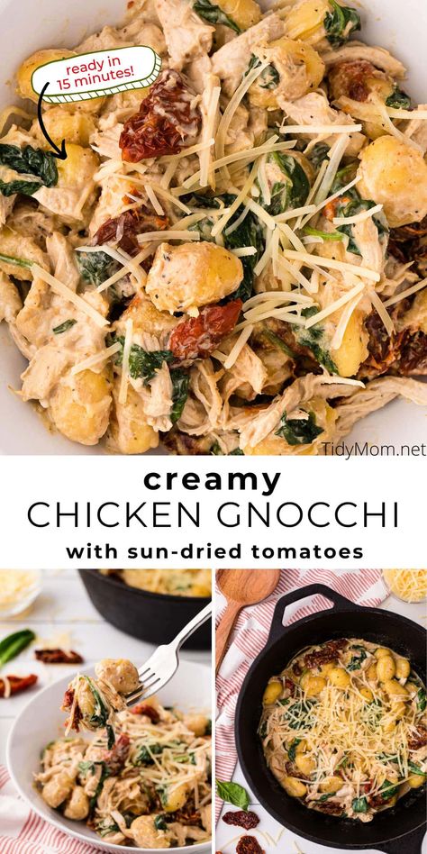 Gnocchi Dinner, Creamy Chicken Gnocchi, Chicken And Gnocchi, Rotisserie Chicken Recipe, Delish Dinners, Gnocchi Dishes, Capers Recipe, Favorite Pasta Recipes, Gnocchi Recipe