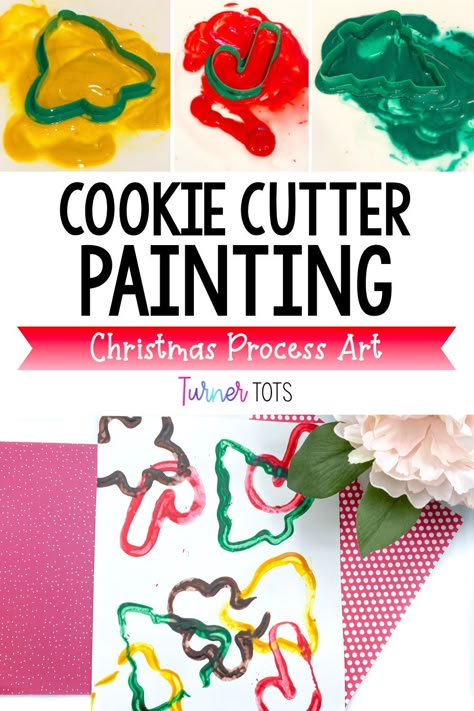 If you're all about your preschoolers, pre-k students, and kindergarteners exploring process art, then this simple cookie cutter painting is for you. This Christmas art project easy to set up in your classroom or at home. Click to see this plus more Christmas art activities for preschoolers. Christmas Craft Activities For Toddlers, Diy Preschool Christmas Crafts, December Projects For Toddlers, December Art Preschool, Christmas Cookie Crafts For Toddlers, Process Christmas Art For Toddlers, Easy Christmas Crafts For Babies, Christmas Art For Toddlers Simple, Christmas Crafts For Special Needs Kids