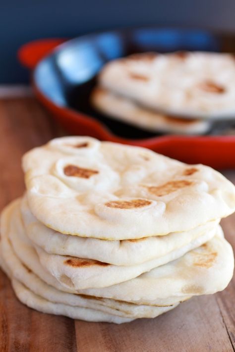 Homemade Greek Pita Bread -- I like how she "bakes" them in a skillet instead of the oven. I set off the smoke alarm when I made some in the oven and thought I'd never try them again, but I think I'll give it another go with this method. Greek Pita Bread, Greek Pita, Flat Breads, Cloud Bread, Half Baked, Half Baked Harvest, Chapati, Pita Bread, Bread Dough