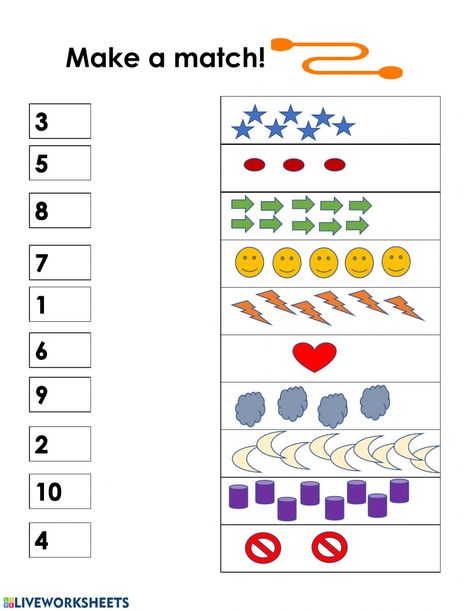 Numbers online worksheet for kindergarten. You can do the exercises online or download the worksheet as pdf. Worksheet Numbers, Number Worksheets Kindergarten, Preschool Number Worksheets, Kindergarten Math Worksheets Free, Number Activity, Matching Worksheets, Tracing Worksheets Preschool, Kids Worksheets Preschool, Preschool Math Worksheets