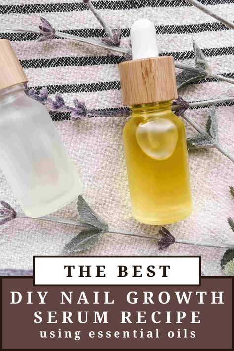 This DIY nail growth serum recipe is simple and so easy to use. It’s going to help repair any nail damage, in addition to growing beautiful nails. Once you make the recipe, the serum only takes a minute to apply and will have such amazing results for your nails as well as healthy cuticles. Essential Oil Nail Strengthener, Best Vitamins For Nail Growth, Homemade Nail Growth Oil, Nail Growth And Strengthener, Essential Oils For Nail Growth, Diy Nail Serum, Easy Nail Growth Recipes, At Home Nail Strengthener, Diy Nail Oil For Growth