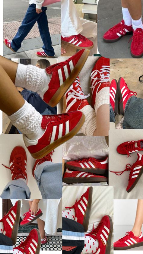 @adidas Adidas Samba Outfits, Samba Outfits, Samba Outfit, Red Adidas, Adidas Samba, Red Shoes, Right Now, Socks, Adidas