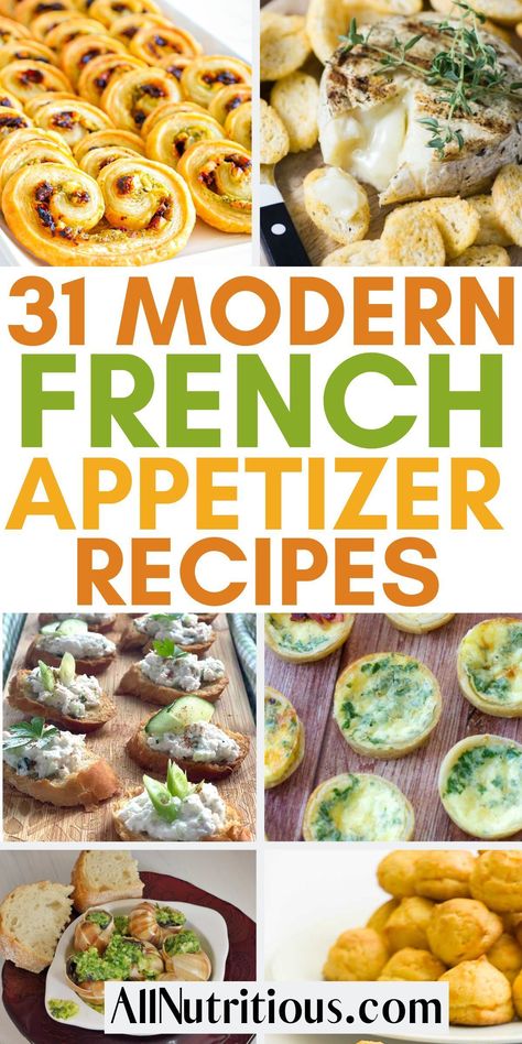 Embark on a culinary journey with our best appetizer recipes, French-style! Dive into cheesy delights and savory bites, perfect for a sophisticated soirée or a cozy family dinner. Explore good food ideas and unlock homemade food secrets that'll impress your guests. Simple French Appetizers, Paris Themed Appetizers, French Onion Bruschetta, French Appetizers Party, French Themed Food Ideas, French Canapes Appetizers, Easy French Party Food, Classy Appetizers Finger Foods, French H'ordeuvres