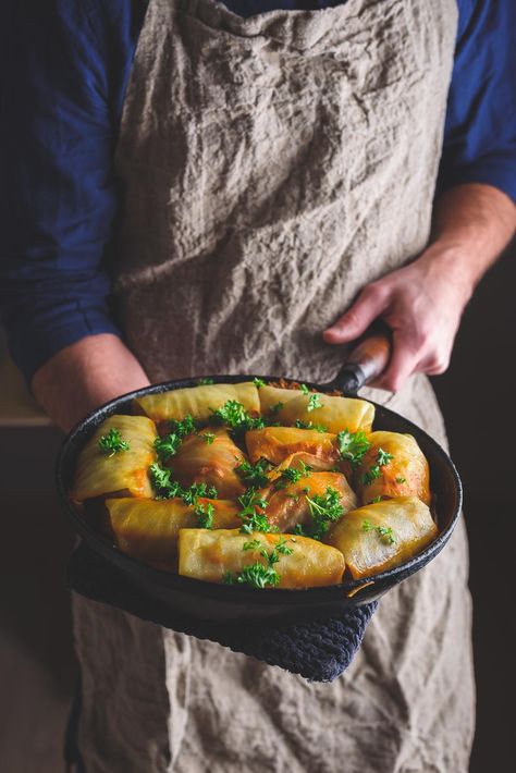 Sarma Recipe, Balkan Recipes, Vegan Cabbage Rolls, Vegan Cabbage, Pickled Cabbage, Fermented Cabbage, Cooked Cabbage, Cabbage Rolls, Herb Butter