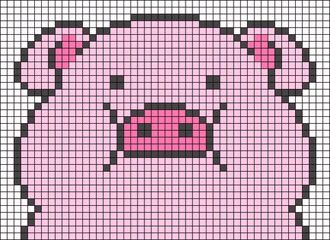 Pig Grid Pattern, Pig Alpha Pattern, Kirby Alpha Pattern, Pig Pixel Art, Pixel Grid Ideas, Big Pixel Art, Animal Tapestry, Pixel Grid, Percy Pig