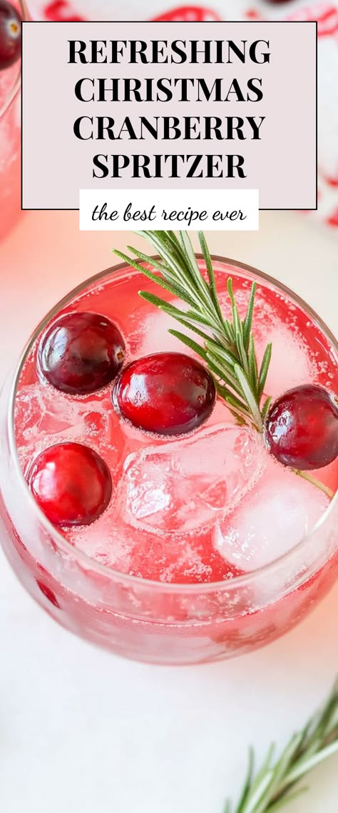 Image for Refreshing Christmas Cranberry Spritzer Cranberry Garnish For Drinks, Christmas Spritzer Cocktails, Holiday Drinks With Cranberries, Holiday Spritzer Cocktails, Holiday Cocktails Christmas Pitcher, Sparkling Cranberry Cocktail, Cranberry Spritzer Non Alcoholic, Cranberry Wine Spritzer, Winter Spritzer Drinks