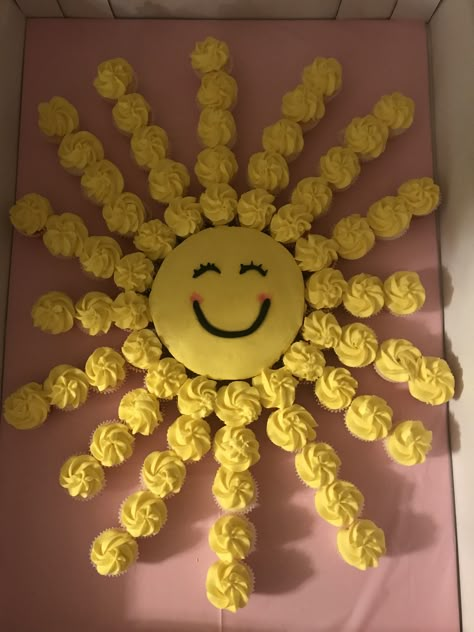 Sun Cake With Cupcakes, 1st Trip Around The Sun Birthday Cupcakes, Sunshine Favor Ideas, You Are My Sunshine Balloons, Youre My Sunshine Party 1st Birthdays, Sunshine Birthday Cupcakes, You Are My Sunshine Shower Ideas, Fun In Sun Birthday Party, Sun Cake And Cupcakes