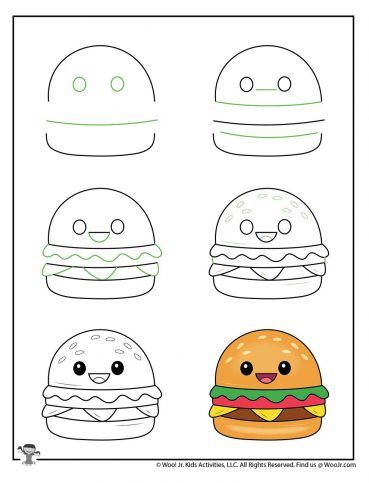 Kawaii Drawing for Kids Tutorials | Woo! Jr. Kids Activities Easy Doodle Art Drawing Flowers, Easy Drawings With Steps, Easy Kid Drawings Step By Step, Drawing Ideas With Color Easy, M&m Drawings Candy, How To Draw Cute Drawings, Esey Drawings Art For Kids, How To Draw A Pencil, Kids How To Draw Step By Step