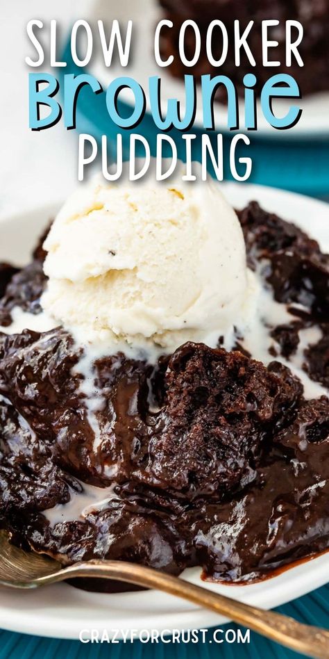 Slow Cooker Brownie Pudding Crockpot Lava Cake, Slow Cooker Brownies, Crockpot Cake, Brownie Pudding, Crockpot Dessert Recipes, Crazy For Crust, Crock Pot Desserts, Slow Cooker Desserts, Dessert Simple