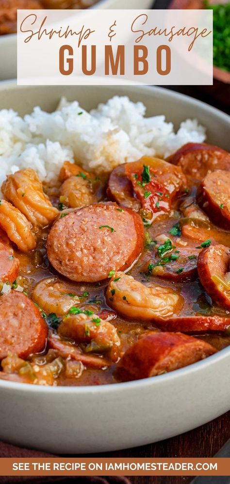 Gumbo Recipe Easy, Shrimp And Sausage Gumbo, Shrimp And Sausage, Sausage Gumbo, Gumbo Recipe, Louisiana Recipes, Shrimp Recipes Easy, Perfect Dinner, Cajun Recipes