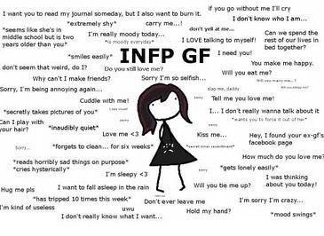 😊 INFP memes every day on Instagram: "INFPs, is this true? IMO this one is better than the previous INFP gf post. . Check out the new Community section on Ur My Type! Make new friends from all over the world or maybe even find your type! Download link in bio. . . Credit: DM for credit . . #mbti #mbtimemes #16personalities #personalitytypes #personalitytype #typology #infp #infppersonality #infpmemes #infpproblems #infpthoughts #infplife" Infp Girlfriends, Enfp Gf, Enfp Girlfriend, Infp Girlfriend, Infp Personality Aesthetic, Infp Humor, Infp Things, Infp Quotes, Infp T Personality