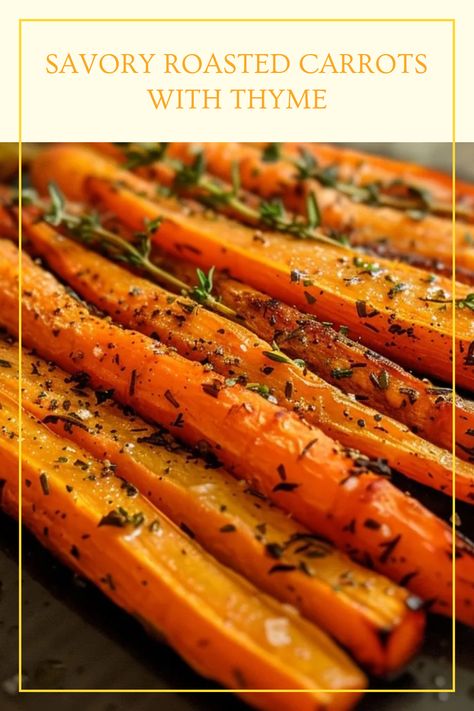 Discover how to make Savory Roasted Carrots With Thyme, a simple recipe utilizing fresh vegetables. It showcases healthy and delicious roasted carrots prepared with aromatic thyme, perfect for a side dish. Roasted Sliced Carrots, Carrot And Onion Side Dish, Pioneer Woman Carrots, Christmas Dinner Carrot Sides, Roasted Christmas Carrots, Pistachio Roasted Carrots, Agave Glazed Carrots, Best Oven Roasted Carrots, Christmas Dinner Side Dishes Carrots