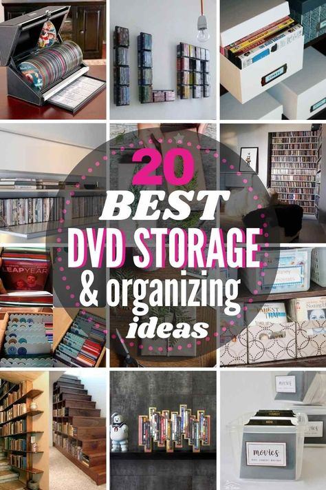 20 BEST DVD Storage and Organizing Ideas! #DVD #DVDstorage #DVDstorageideas #DVDstorageideasdiy #DVDorganizing #DVDorganization #DVDorganizingideas #DVDorganizationideas #DVDorganizationideasdiy #DVDorganizingideasdiy #DVDshelves #DVDsleevestorage #DVDspacesavingstorageideas #DVDdisplayideas #DVDwall #DVDstoragesolutions #DVDstoragecabinet #DVDshelf #DVDstorageshelves Dvd Organization Ideas, Dvd Sleeve Storage, Diy Dvd Shelves, Dvd Storage Ideas Diy, Cd Storage Ideas, Ikea Dvd Storage, Dvd Storage Solutions, Vitrine Ikea, Organize Dvds