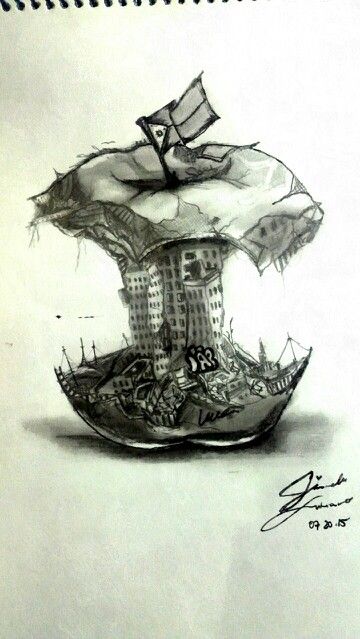 Rotten apple of our society. We destroy our world A Level Sketchbook, Apple Sketch, Decay Art, Man Vs Nature, Rotten Apple, Meaningful Paintings, Waste Art, Abstract Pencil Drawings, Art Alevel