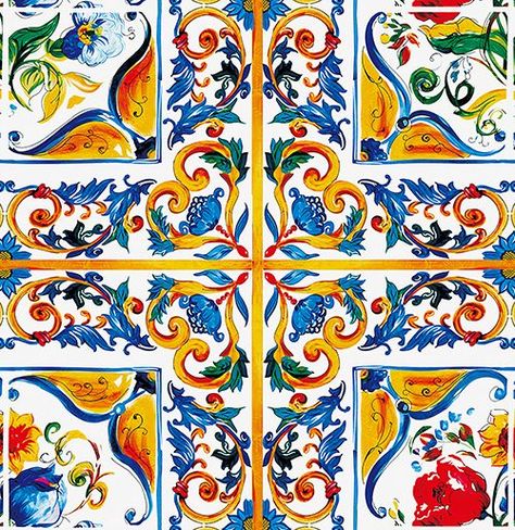 Mediterranean Prints Patterns, Sicilian Pattern Design, Sicilian Pattern, Sicilian Aesthetic, Italian Patterns, Italian Background, Sicilian Art, Sicilian Decor, Italian Tiles Pattern