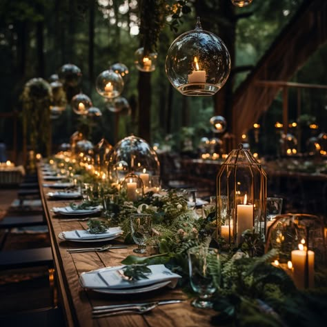 Candlelit Fall Wedding, Enchanted Forest Reception Decor, Fairy Forest Wedding Table Decor, Forest Wonderland Wedding, Fairy Garden Reception, Enchanted Forest Theme Wedding Dress, Mystical Table Decor, Enchanted Forest Indian Wedding, Elegant Forest Wedding Decor