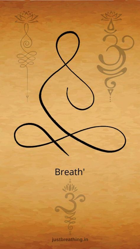 Sanskrit Symbol for Breathe actually the Symbol of om in Ancient India! Sanskrit Tatoos Mantra, Just Breath Symbols, Simple Meaning Full Tattoos, Heal Symbol Tattoo, Just Breathe Symbol Tattoo, Sanscrit Tattoo Breathe, Om Design Om Symbol, Lotus Breathe Tattoo, Breathing Symbol