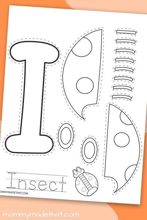 I is for Insect Craft: Free Printable Letter I Craft I For Insect Craft, I Is For Insect Preschool, I Is For Insect Craft, I For Insects Preschool, Letter I Insect Craft, Letter I Activities For Preschool Crafts, Letter I Activities For Preschoolers, Letter I Crafts For Preschool, Letter I For Preschoolers