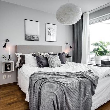 White Bedroom Decor, Grey Room, 아파트 인테리어, Trendy Bedroom, Gray Bedroom, Scandinavian Decor, Master Bedrooms Decor, Room Inspiration Bedroom, White Bedroom