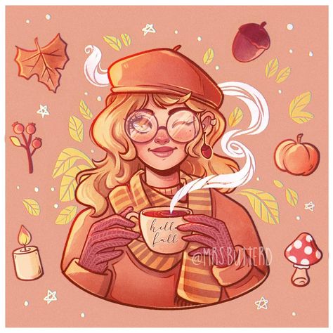 3,024 Beğenme, 42 Yorum - Instagram'da Daniela 🌸 (@mrsbutterd): "Hello Fall 🍁 This month I decided to make something special and I create this little and cute…" Fall Character Design, Think Drawing, Fall Drawings, الفن الرقمي, Fall Girl, Hello Fall, Cartoon Character Design, Beautiful Drawings, Girls Cartoon Art