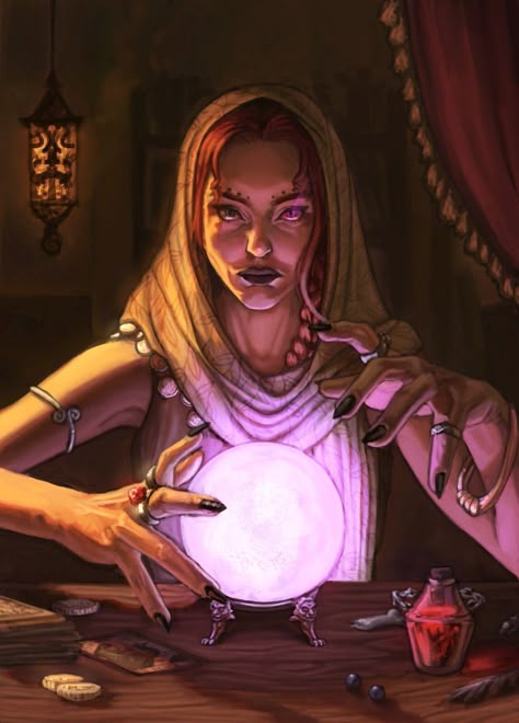 Inktober 2023, Bd Art, Fortune Tellers, Concept Art Character, Fantasy Paintings, Dnd Art, Tarot Art, Witch Art, Fortune Teller