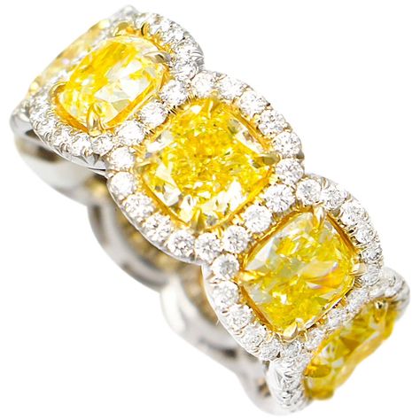 Fancy Yellow Diamond Eternity Band | 1stdibs.com Gold Eternity Band, Canary Diamond, Yellow Diamond Ring, Yellow Sunshine, Eternity Ring Gold, Yellow Jewelry, Yellow Diamond Rings, Fancy Yellow Diamond, Yellow Diamonds