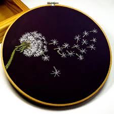 Dandelion Embroidery Pattern, Embroidery Dandelion, Christmas Embroidery Ideas, Dandelion Embroidery, Lazy Daisy Stitch, Handmade Embroidery Designs, Straight Stitch, Christmas Embroidery, Hand Embroidery Patterns