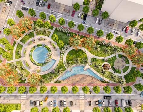 Public Neighborhood Park Circle Landscape Design, Plan Park, City Parks Design, Public Park Design, Public Garden Design, Marsa Matrouh, Park Layout, Parking Plan, Landscape Plaza