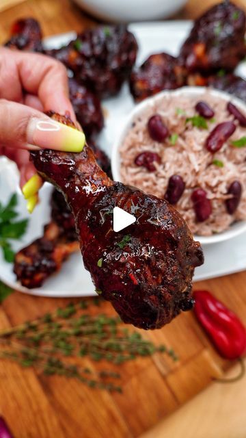 Kay on Instagram: "BARBECUE JERK CHICKEN DRUMSTICKS 💥🔥🇯🇲🍗 🥵😝😋. This BBQ chicken is sticky and spicy and so flavoursome. Jerk chicken is a popular Jamaican dish that is loved all over the world. It is traditionally cooked over a fire pit or in a Jerk Pan, however not all of us have this luxury and we have to make do with a conventional oven. During summer you can always try and do it over the BBQ, but I live in London; summer is never guaranteed! . . DM FOR MORE INFO TO GET MY DAILY RECIPES. . . #bbq #barbecue #barbecuechicken #chickenrecipes #bbqlovers #bbqporn #foodporn #foodpornshare #jerkchicken #jerk #jamaicanfood #fooddaily #instafood #bfyp #canada #canadaday #southflorida #atlanta #texas #california #newjersey #maryland #brooklyn #alabama #ripjcapri #instafood #recipes #recip Oven Jerk Chicken, Baked Jerk Chicken Drumsticks, Jerk Drumsticks Recipe, Jamaican Bbq Chicken, Baked Jerk Chicken, Jerk Chicken Recipe, Jamaican Jerk Chicken, Chicken Leg Quarters, Jamaican Jerk