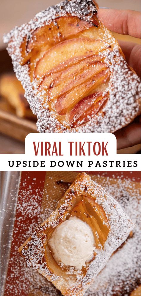 These viral tiktok upside-down pastries are a delicious way to enjoy a tarte tatin or other treats using the upside-down pastry hack! Fruit Breakfast Recipes, Delicate Cookies, Lifestyle Of A Foodie, Small Batch Recipes, Breakfast Recipe Ideas, Puff Pastry Tart, Batch Recipes, Easy Autumn Recipes, Holiday Favorite Recipes