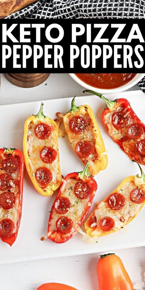 Pepper Poppers, Cheesy Appetizer, Low Carb Low Fat Recipes, Keto Pizza, Keto Challenge, Low Carb Pizza, Low Carb Diet Recipes, Low Carb Recipes Dessert, Low Carb Meals Easy