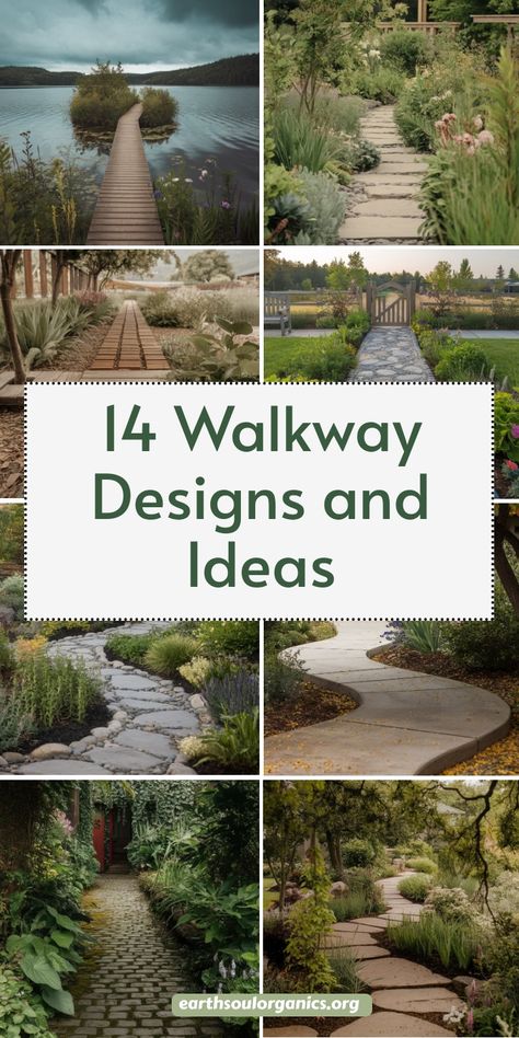 Discover 14 breathtaking walkway designs to elevate your outdoor spaces. From modern stone paths to lush garden trails, these ideas are perfect for creating charm and functionality. Transform your yard with these inspiring designs! #WalkwayDesign #OutdoorDecor #GardenInspiration Walkway Beside House, Diy Cement Walkway Pathways, Gardens With Paths, Garden Sidewalk Ideas, Side House Walkway Ideas, Tiled Front Garden Paths, Outdoor Paths And Walkways, Wooden Stepping Stones Walkways, Making A Pathway