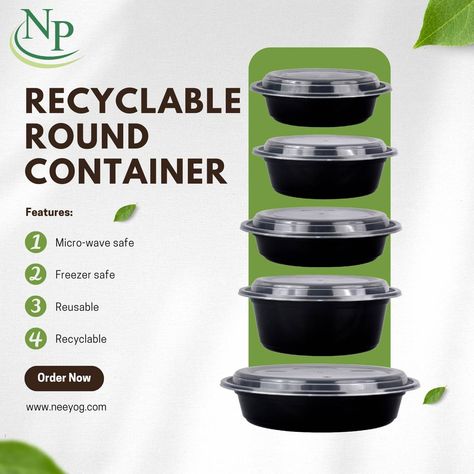 🌿 Say hello to convenience with our Recyclable Round Containers! 🌿 ✨ Features: 1️⃣ Microwave Safe 2️⃣ Freezer Safe 3️⃣ Reusable 4️⃣ Recyclable Perfect for all your storage needs. Ready to order? Visit www.neeyog.com and get yours today! 🍃 Order Now!!! 🌐 Visit our website: www.neeyog.com 📧 Contact us at: Email: enquiry@neeyog.com Email: neeyog@gmail.com ☎ For inquiries, reach out to: Vinit:- +919324582710 Shefali:- 8655682575 Rachit:- +919320244333 Pranali:- +919867607005 #EcoFriendly... Nightclub Aesthetic, Food Containers, Sustainable Living, Say Hello, Recycling