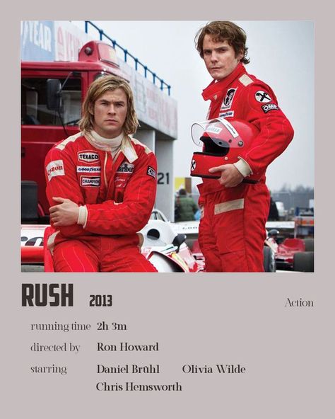 Minimalistic Polaroid Poster, Rush Movie, Rush 2013, Alexandra Maria Lara, Rush Poster, Daniel Brühl, James Hunt, Ron Howard, Niki Lauda