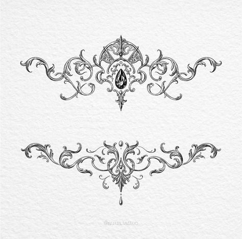 Filigree Heart Tattoo, Ornate Chest Tattoo, Mad Parents, Jewellery Tattoo, Sternum Piece, Baroque Tattoo, Murmuration Art, Filigree Tattoo, Fantasy Tattoos