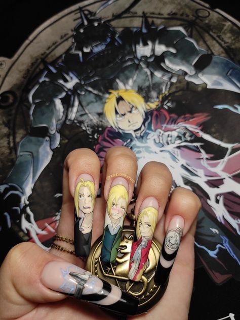 #fullmetallalchemist #fullmetallalchemistbrotherhood #fma #fmab #edward #edwardelric #alchemy Fmab Edward, Fun Nail Designs, Nails Inspired, Edward Elric, Inspired Nails, Fullmetal Alchemist Brotherhood, Cool Nail Designs, Fullmetal Alchemist, Alchemy